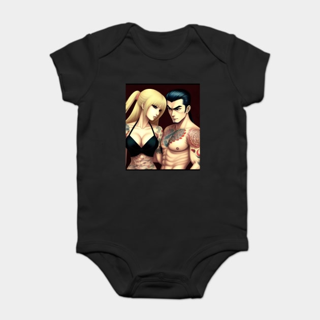 Manga tattoo couple boyfriend girlfriend Baby Bodysuit by animegirlnft